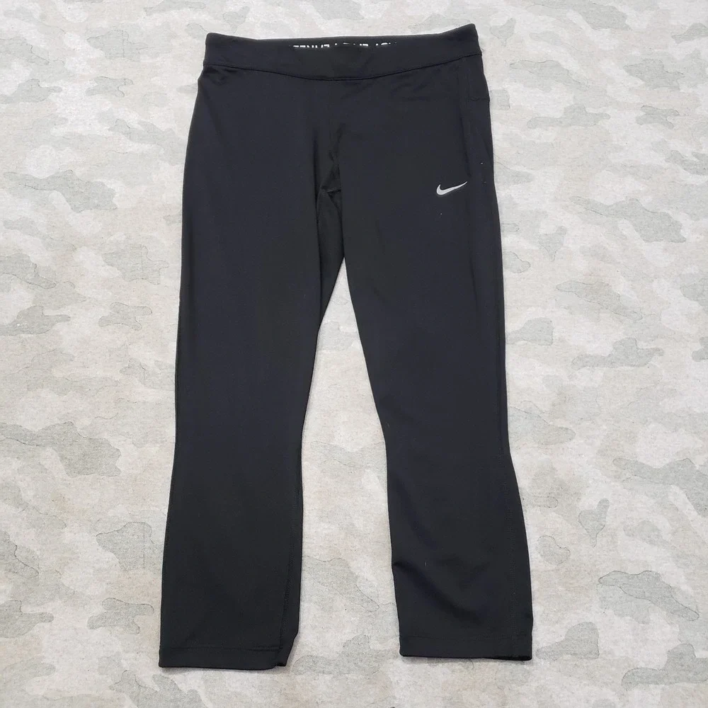 Nike Leggings Womens Small Black Capri Dri-Fit Pull‎ On